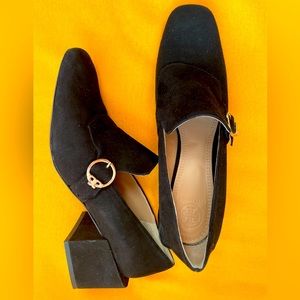 Tory Burch Tess suede block heel loafers/pumps 9US